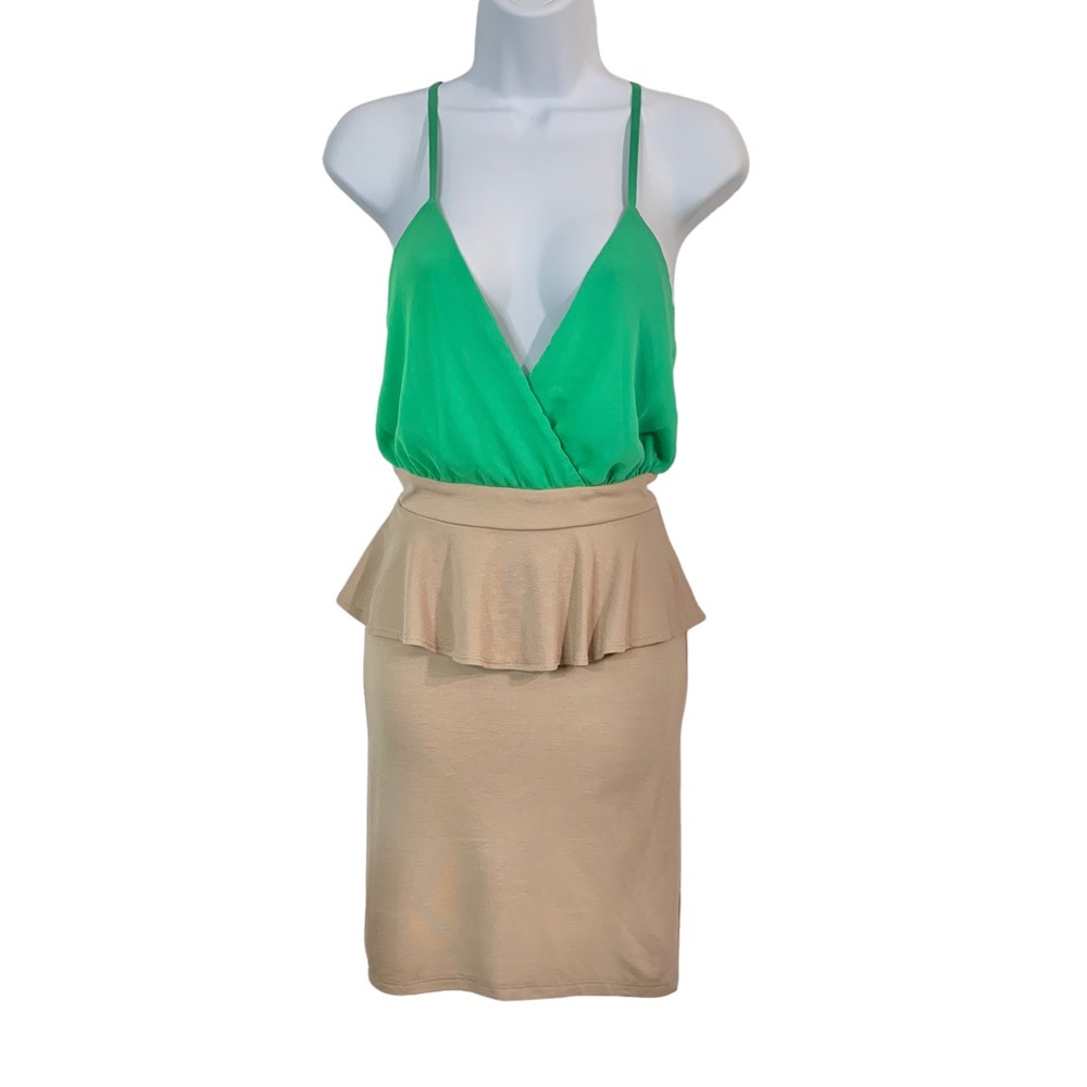 LULUS Peplum Spaghetti Strap Mini Dress Sz M